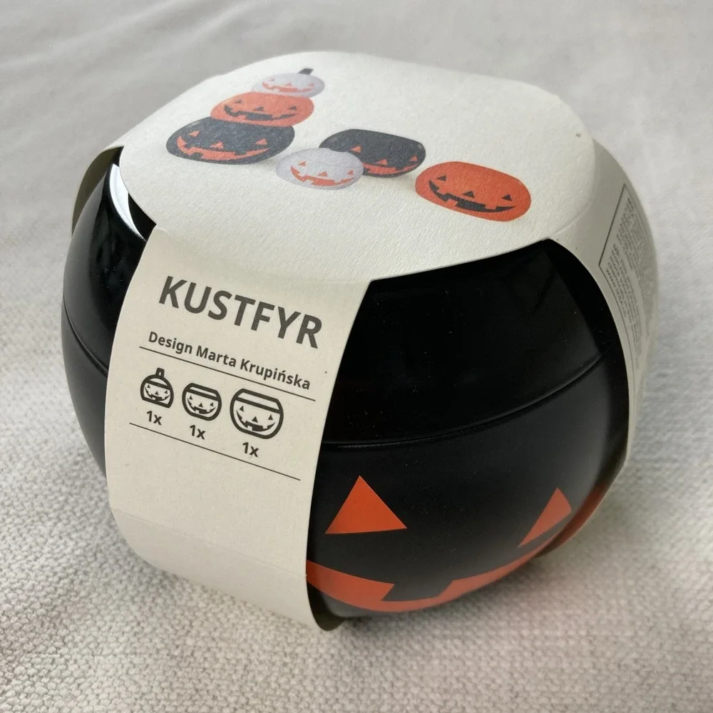 IKEA KUSTFYR 906.329.37 Pumpkin-Shaped Tin with Lid Set of 3 New